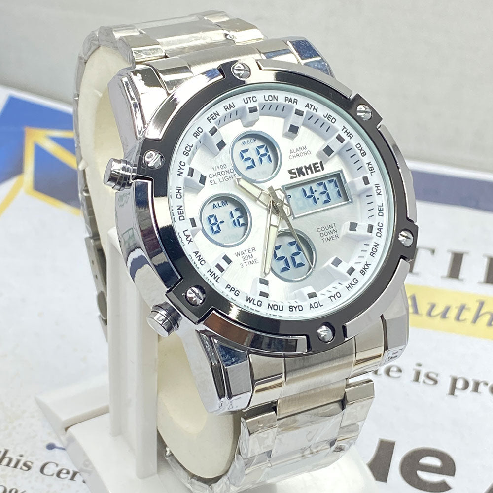 Dual Time (Analog & Digital) Chain Watch For Men